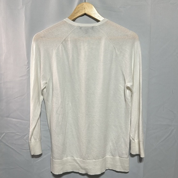 Ann Taylor White 3/4 Sleeve Cardigan Sweater Size LT - Picture 3 of 5